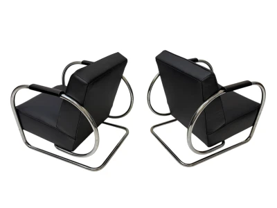 Art Deco Modernist Bauhaus Tubular Steel Lounge Chairs by Frits Kuyken, 1936